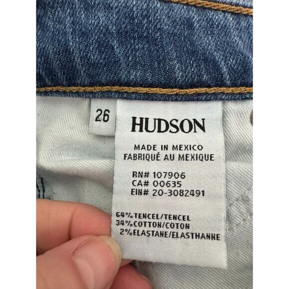 Hudson Tally Crop Skinny Jean Womens 26 Medium Blue Distressed Denim Low Rise - Picture 7 of 12